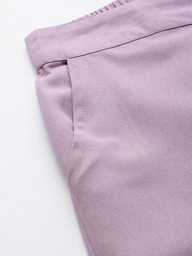 Rue Collection Women Lavender Relaxed Loose Fit High - Rise Trousers - RueCollections